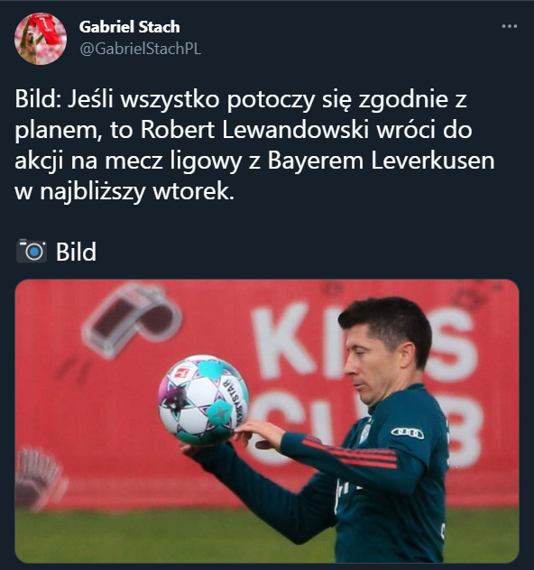 BILD: Lewandowski może wrócić do gry już na mecz z Leverkusen!